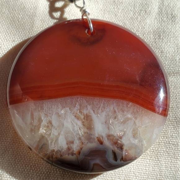 Handmade Agate and crystal necklace with dangling beads - Picture 4 of 14